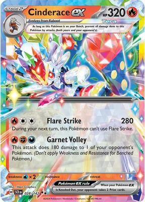 Cinderace ex - 028/142 card from SV07: Stellar Crown