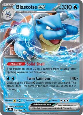 Blastoise ex card from SV07: Stellar Crown