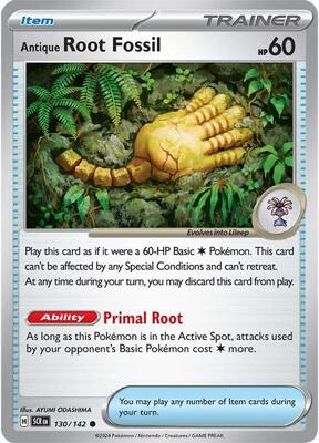 Antique Root Fossil card from SV07: Stellar Crown