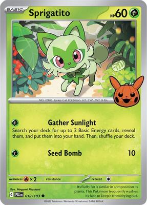Sprigatito - 012/193 card from Trick or Trade BOOster Bundle 2024