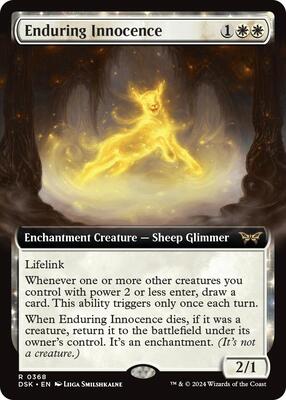 Enduring Innocence (Extended Art) card from Duskmourn: House of Horror