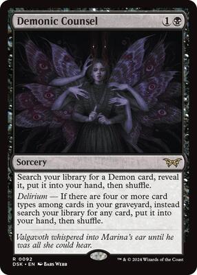 Demonic Counsel card from Duskmourn: House of Horror