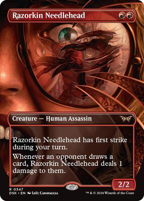 Razorkin Needlehead (Borderless) card from Duskmourn: House of Horror