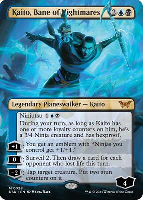 Kaito, Bane of Nightmares (Borderless) card from Duskmourn: House of Horror