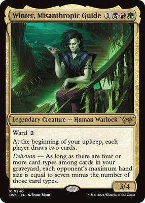 Winter, Misanthropic Guide card from Duskmourn: House of Horror