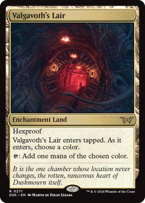 Valgavoth's Lair card from Duskmourn: House of Horror