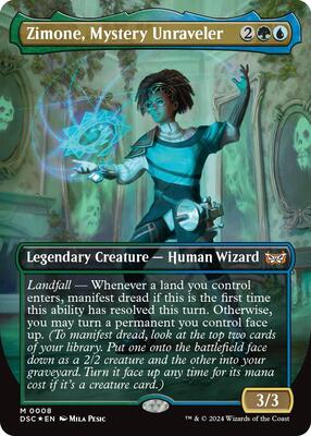 Zimone, Mystery Unraveler (Borderless) card from Commander: Duskmourn: House of Horror