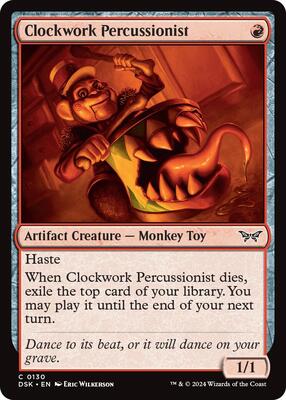 Clockwork Percussionist (0130) card from Duskmourn: House of Horror