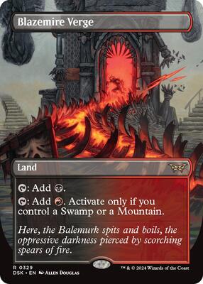 Blazemire Verge (Borderless) card from Duskmourn: House of Horror