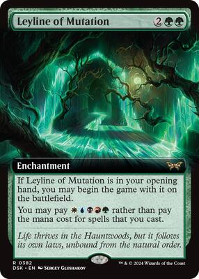 Leyline of Mutation (Extended Art) card from Duskmourn: House of Horror