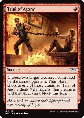 Trial of Agony card from Duskmourn: House of Horror