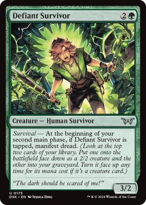 Defiant Survivor card from Duskmourn: House of Horror
