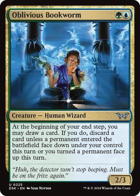 Oblivious Bookworm (0225) card from Duskmourn: House of Horror
