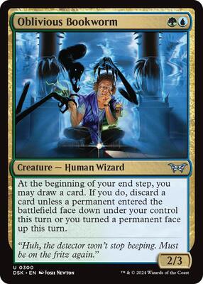 Oblivious Bookworm (0300) card from Duskmourn: House of Horror