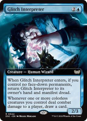 Glitch Interpreter (Extended Art) card from Commander: Duskmourn: House of Horror