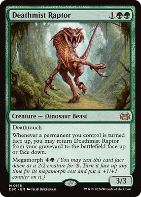 Deathmist Raptor card from Commander: Duskmourn: House of Horror