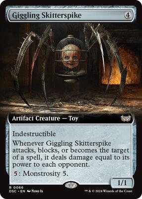Giggling Skitterspike (Extended Art) card from Commander: Duskmourn: House of Horror