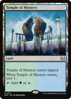 Temple of Mystery card from Commander: Duskmourn: House of Horror