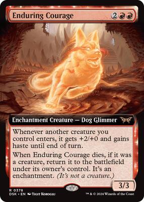 Enduring Courage (Extended Art) card from Duskmourn: House of Horror