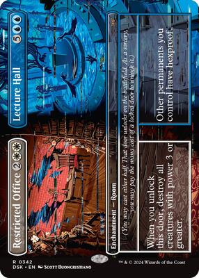 Restricted Office // Lecture Hall (Borderless) card from Duskmourn: House of Horror
