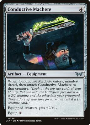 Conductive Machete card from Duskmourn: House of Horror