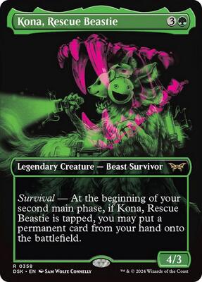 Kona, Rescue Beastie (Showcase) card from Duskmourn: House of Horror