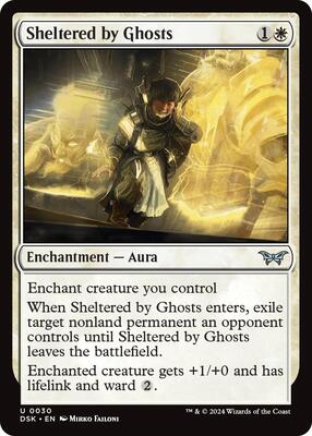 Sheltered by Ghosts card from Duskmourn: House of Horror