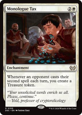 Monologue Tax card from Commander: Duskmourn: House of Horror