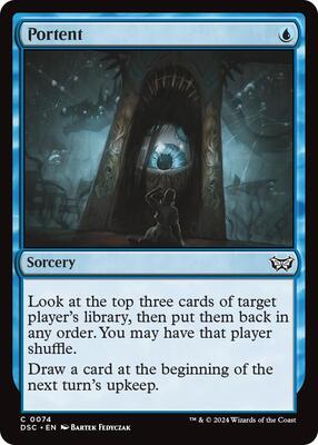 Portent card from Commander: Duskmourn: House of Horror