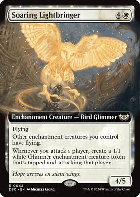 Soaring Lightbringer (Extended Art) card from Commander: Duskmourn: House of Horror