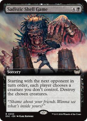 Sadistic Shell Game (Extended Art) card from Commander: Duskmourn: House of Horror