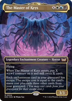 The Master of Keys (Borderless) card from Commander: Duskmourn: House of Horror
