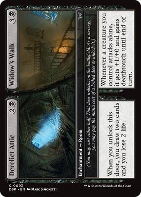 Derelict Attic // Widow's Walk card from Duskmourn: House of Horror