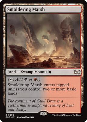 Smoldering Marsh card from Commander: Duskmourn: House of Horror