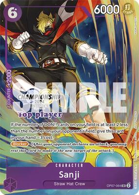 Sanji (Championship 2024 Top Player Pack) card from One Piece Promotion Cards
