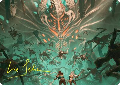 Valgavoth's Onslaught Art Card (Gold-Stamped Signature) card from Art Series: Duskmourn: House of Horror