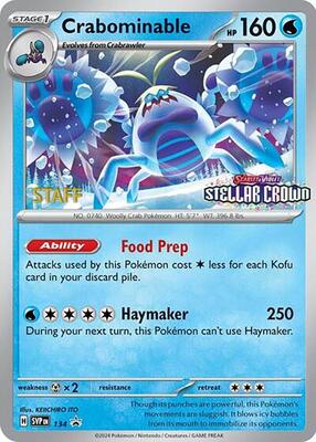 Crabominable - 134 (Prerelease) [Staff] card from SV: Scarlet & Violet Promo Cards