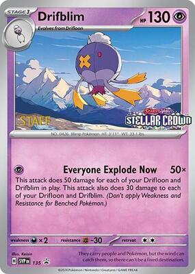 Drifblim - 135 (Prerelease) [Staff] card from SV: Scarlet & Violet Promo Cards