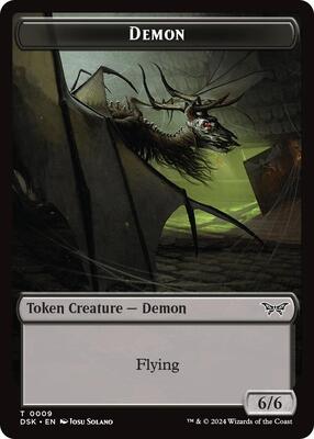 Demon // Manifest Double-Sided Token card from Duskmourn: House of Horror