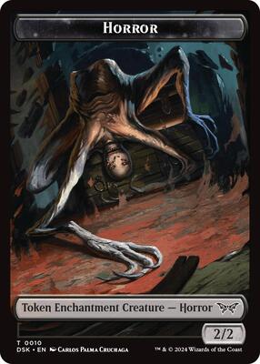 Horror // Glimmer Double-Sided Token card from Duskmourn: House of Horror