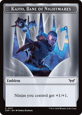 Emblem - Kaito, Bane of Nightmares // Gremlin Double-Sided Token card from Duskmourn: House of Horror