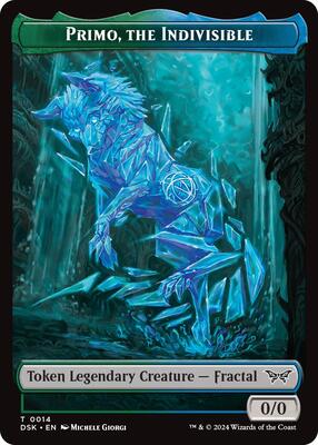 Primo, the Indivisible // Manifest Double-Sided Token card from Duskmourn: House of Horror