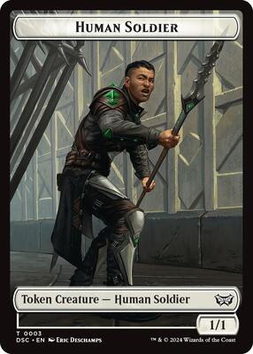 Human Soldier // Scarecrow Double-Sided Token card from Commander: Duskmourn: House of Horror