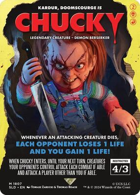 Chucky - Kardur, Doomscourge card from Secret Lair Drop Series