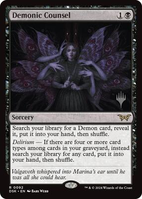 Demonic Counsel card from Promo Pack: Duskmourn: House of Horror