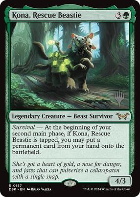Kona, Rescue Beastie (0187) card from Promo Pack: Duskmourn: House of Horror
