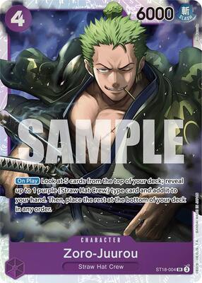 Zoro-Juurou (ST18-004) card from Starter Deck 18: PURPLE Monkey.D.Luffy