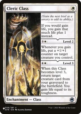 Cleric Class card from The List Reprints