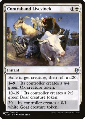 Contraband Livestock card from The List Reprints