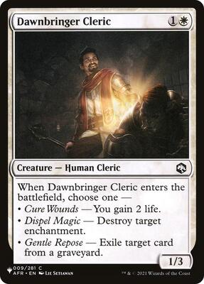 Dawnbringer Cleric card from The List Reprints